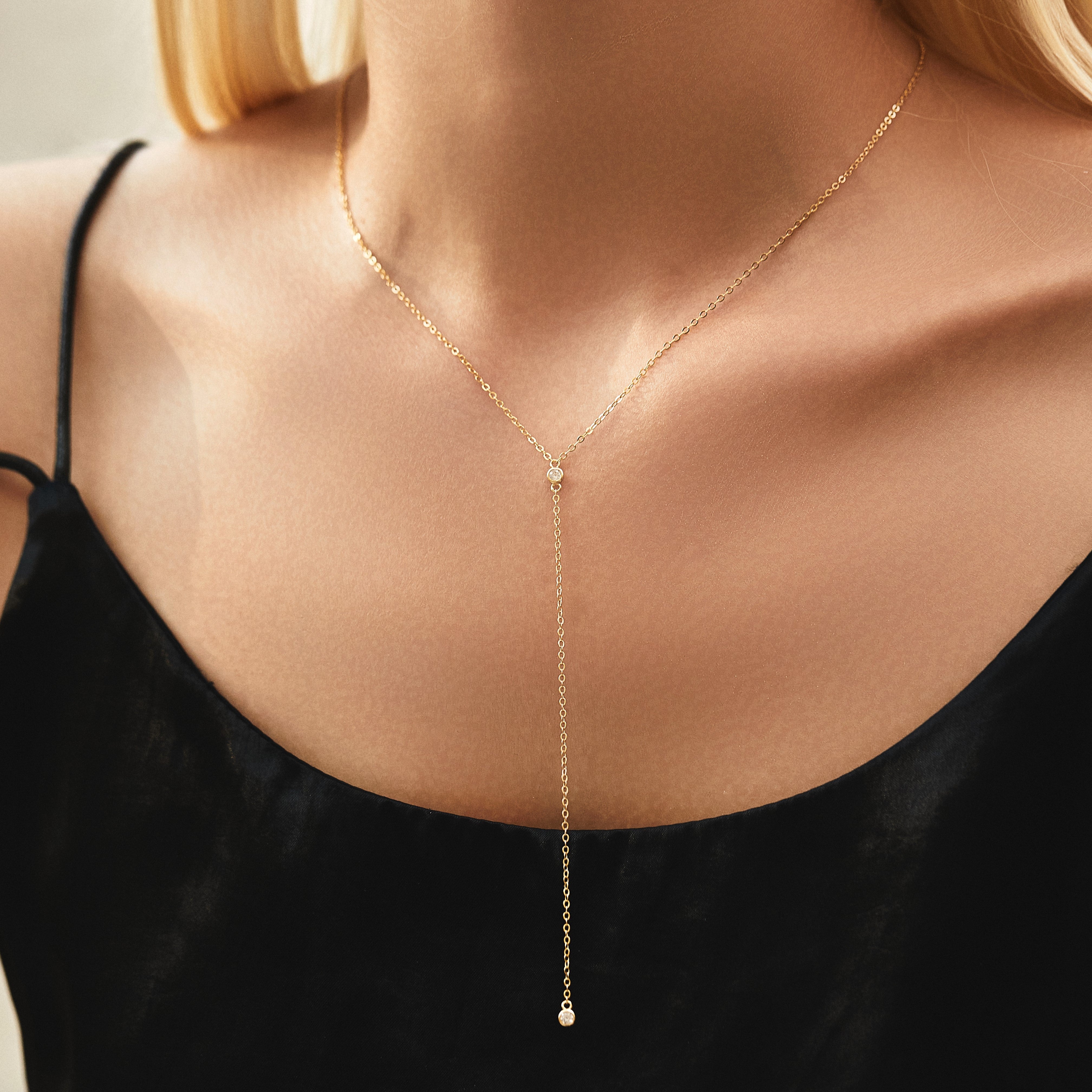 14k gold y necklace