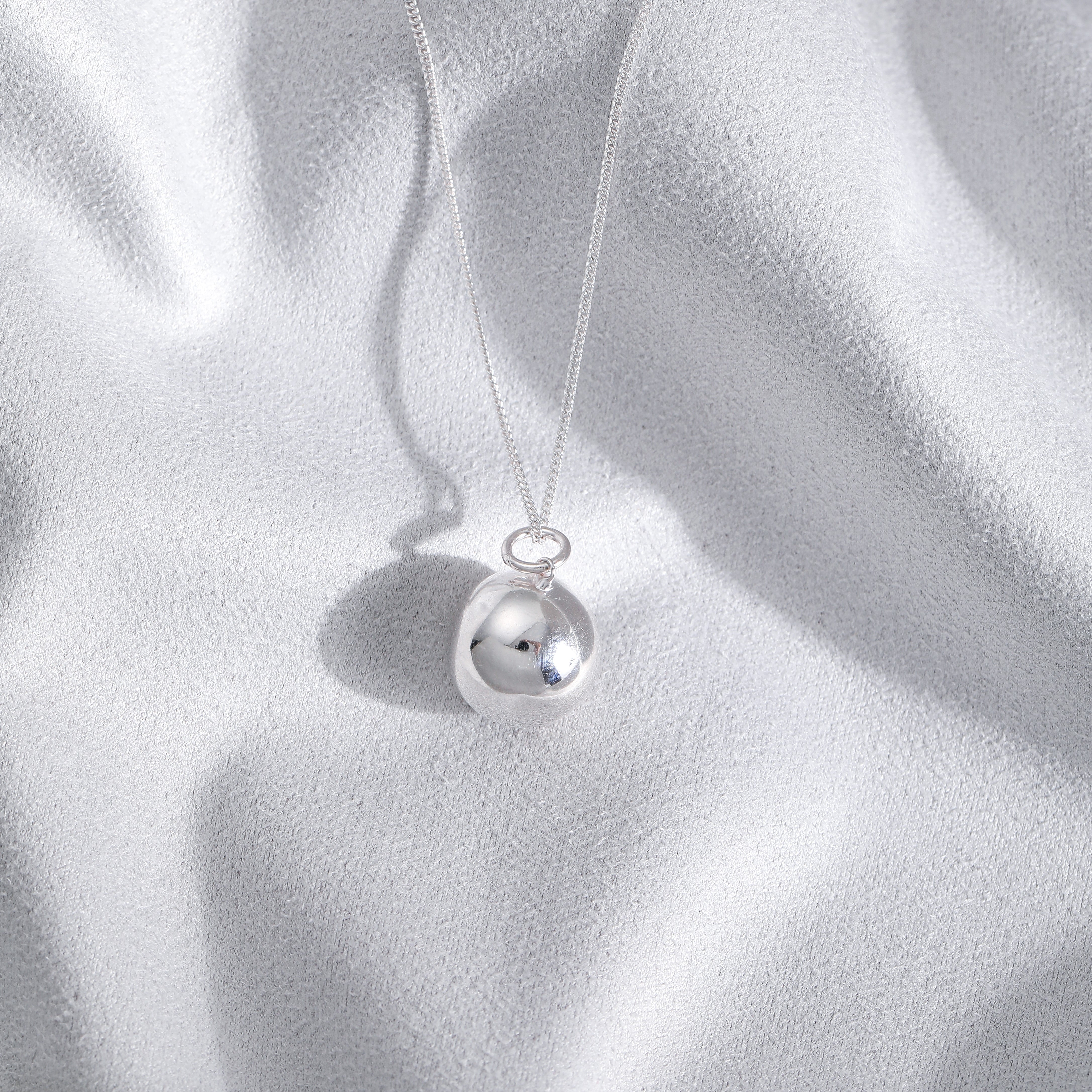 925 Sterling Silver 12mm Plain Ball Pendant Charm Necklace Jewellery