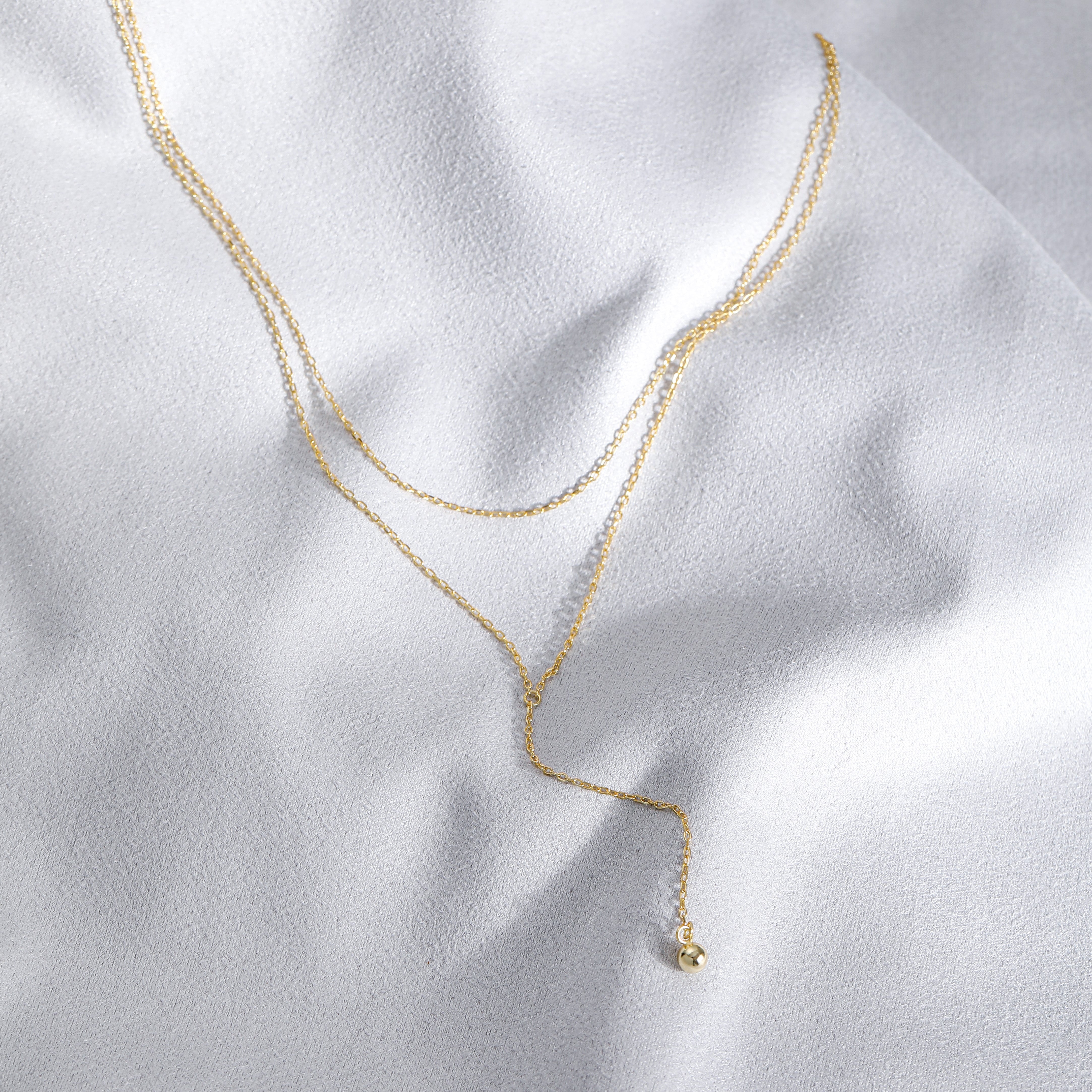 double layered necklace with balls