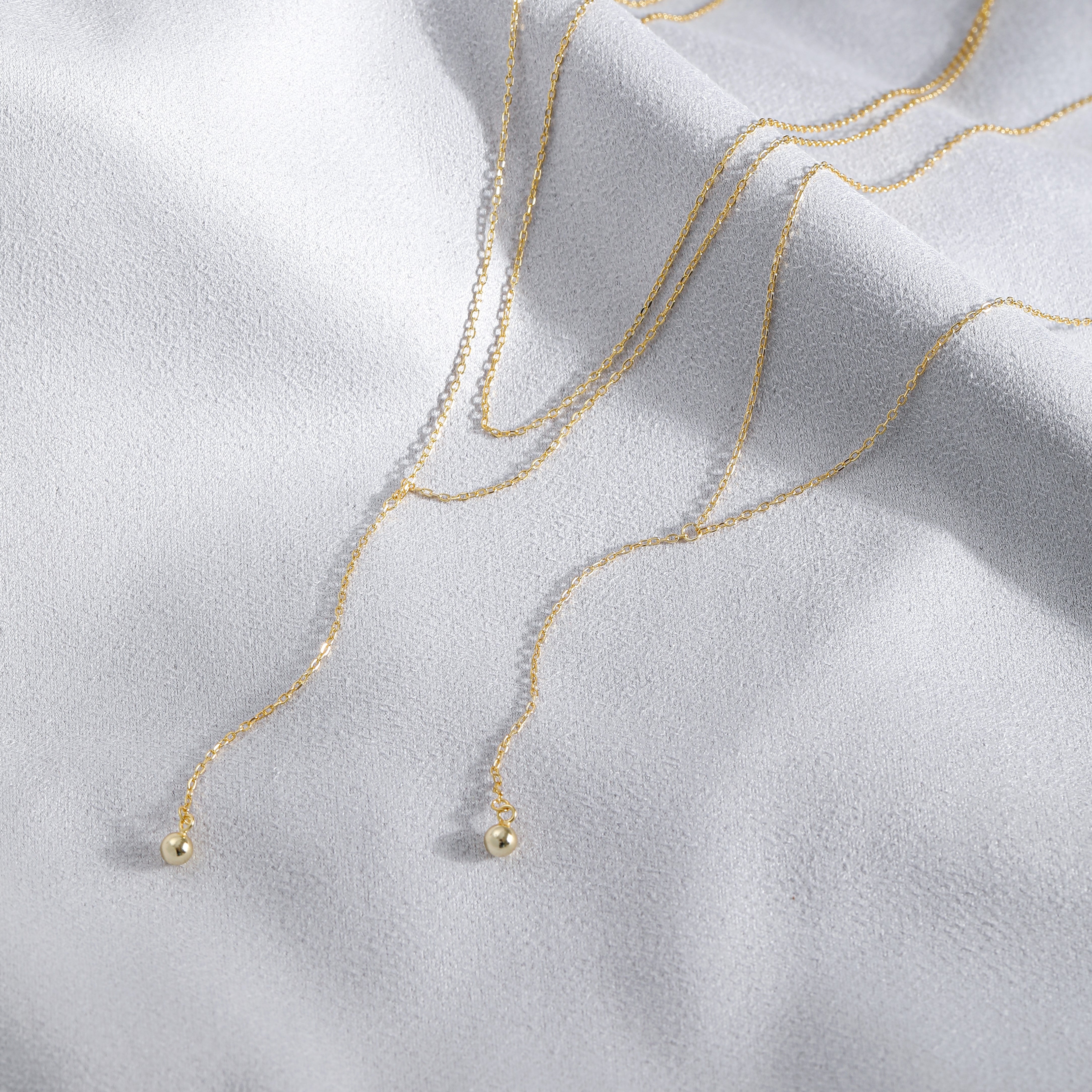 double layered choker y necklace with balls