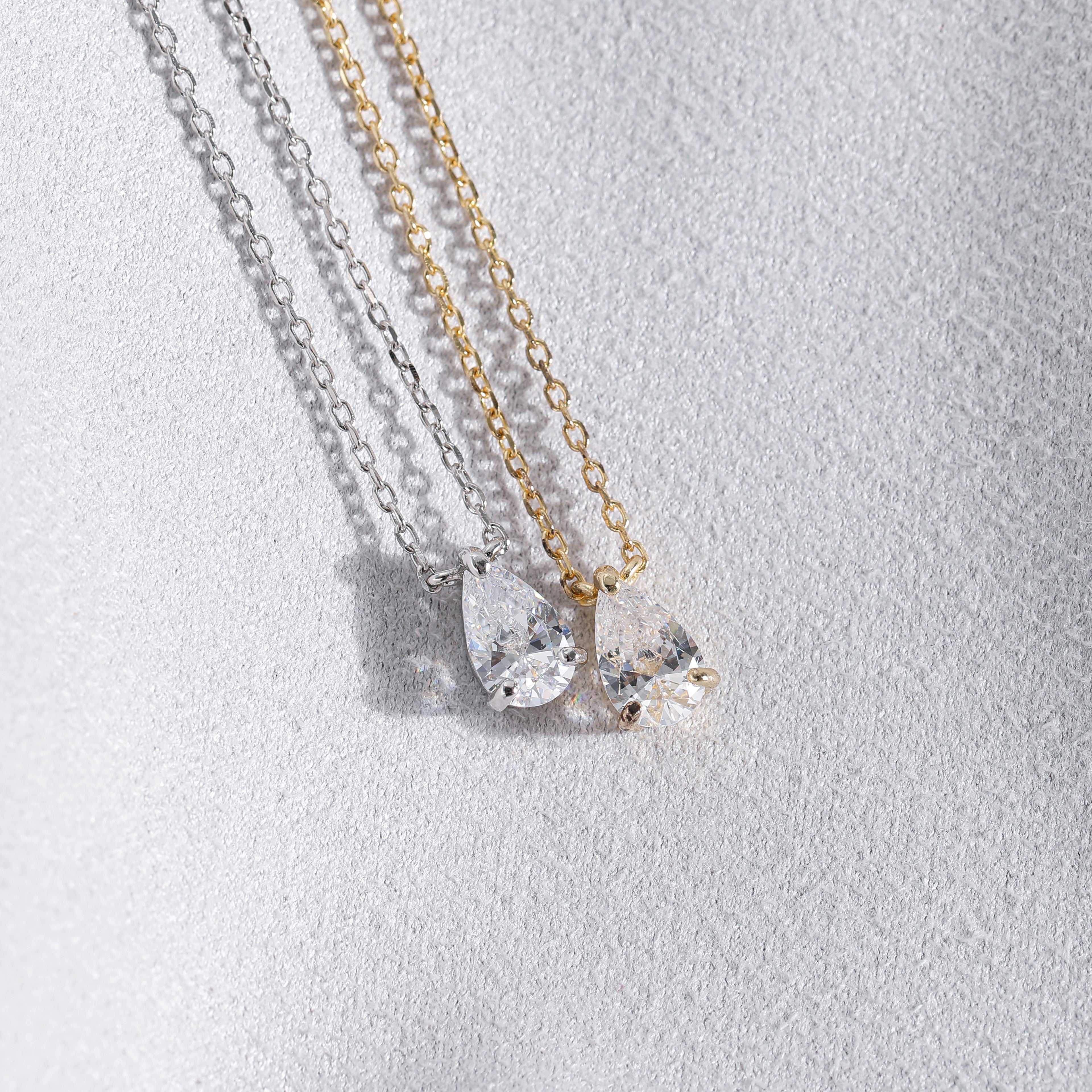 pear shaped lab grown diamond necklace