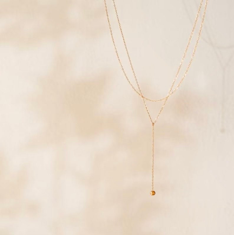 Gold layered choker y necklace