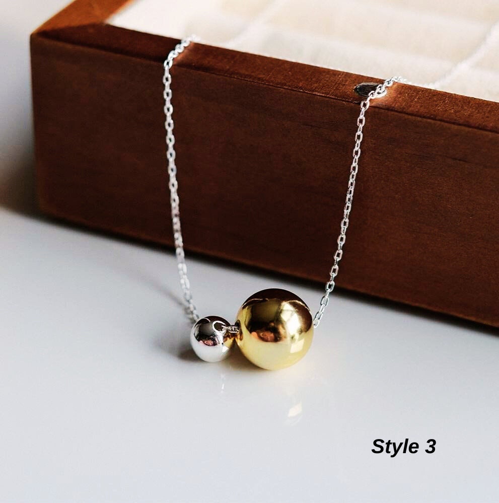 mixed metal ball necklace
