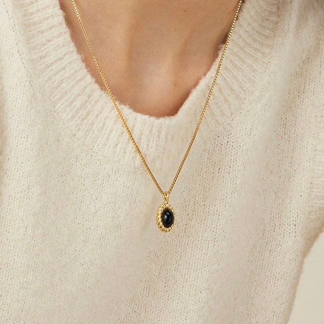 black stone necklace