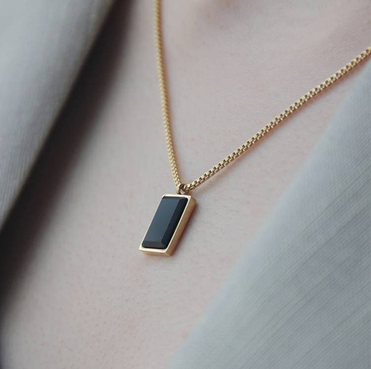 stone on necklace